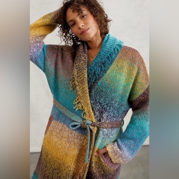 Anthropologie Greylin Natalia Fringed Cardigan M - Picture 2 of 9